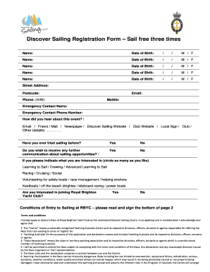 Discover Sailing Registration Form
