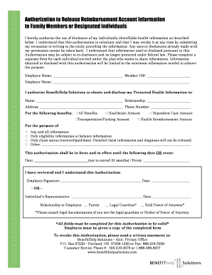 Authorization to Release Reimbursement Account Information