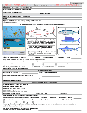 Formulario de datos de pesca