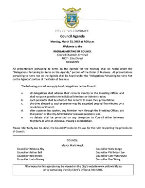 pertaining to items not on the Agenda shall be heard under the Delegations Pertaining to Items Not - calendar yellowknife