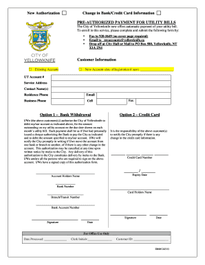 Utility Bill Payment Authorization Form