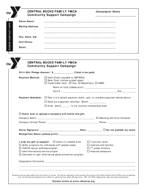 Central Bucks Family YMCA Donation Form