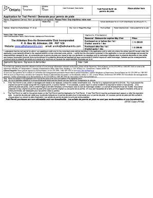 Ontario Trail Permit Application