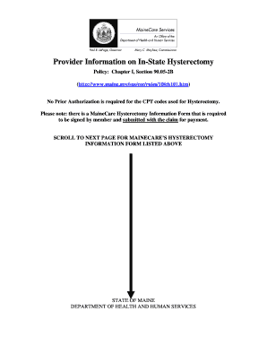 MaineCare Hysterectomy Information Form