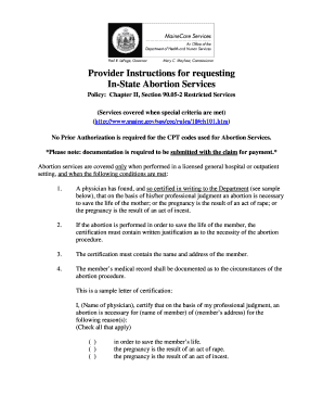 In-State Abortion Services Certification