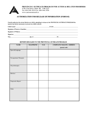 Authorization for Release of Information
