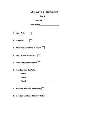 State Cup Team Folder Checklist