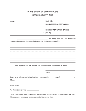Request for Waiver of Fees