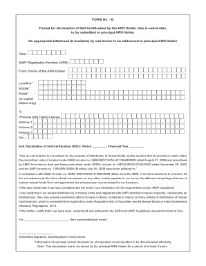 Sub-Broker Self-Certification Declaration