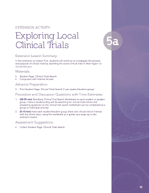 Clinical Trials Search Worksheet