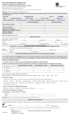 Term Life Insurance Change Form