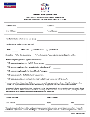 Transfer Course Approval Form