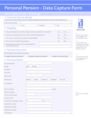 Personal Pension Data Capture Form
