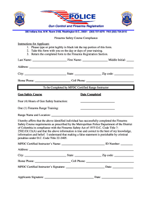Firearms Safety Course Compliance Form
