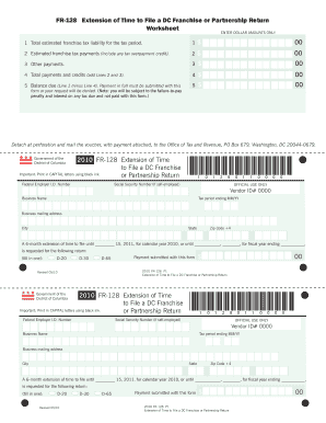 DC Franchise or Partnership Return Extension Form