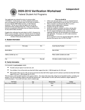 HCC Financial Aid Verification Form