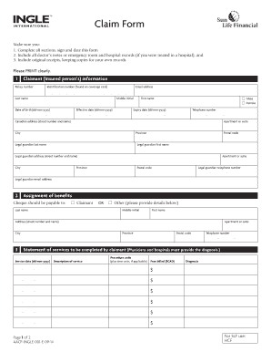 Canadian Health Insurance Claim Form