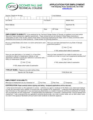 Georgia Employment Application Form