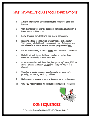 Classroom Expectations Agreement