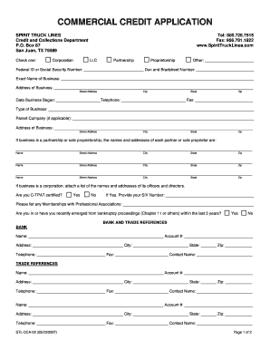 Commercial Credit Application