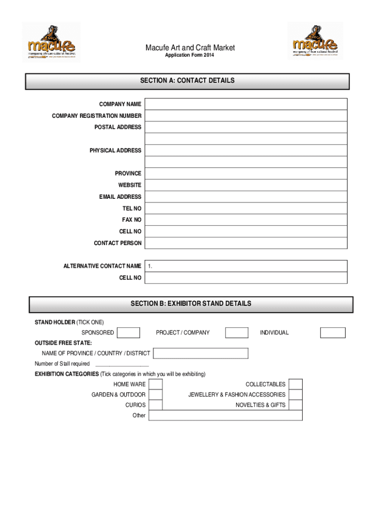 Fillable Online MACUFE ART N CRAFT APPLICATION FORM.docx Fax Email