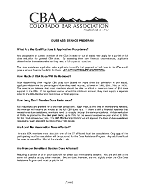 Colorado Bar Association Dues Assistance Program Application