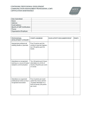 Communication Management Professional Certification Maintenance Form
