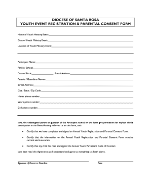 Youth Event Registration and Parental Consent Form