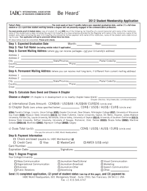 2012 Student Membership Application