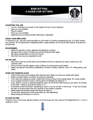 Babysitting Job Acceptance Checklist