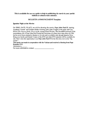 Bulletin Announcement Template