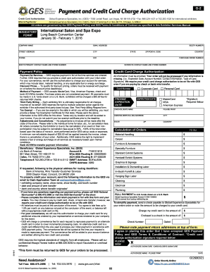 Payment and Credit Card Charge Authorization Form