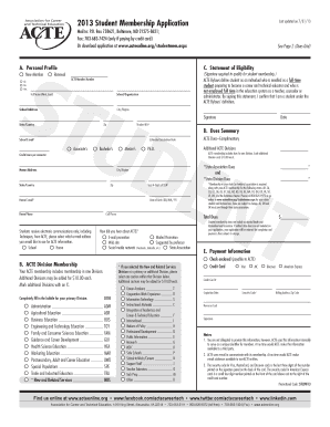 2013 Student Membership Application