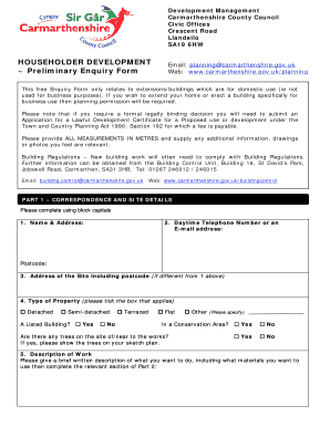 Householder Development Preliminary Enquiry Form
