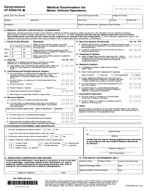 Medical Examination for Motor Vehicle Operators