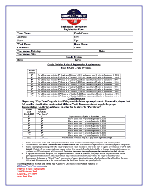Basketball Tournament Registration Form