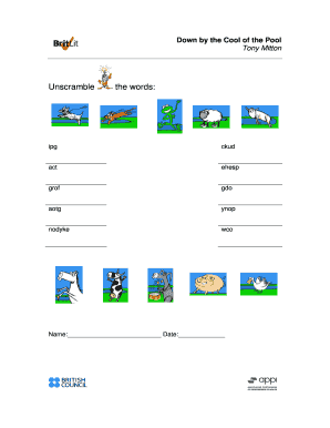 Pool Word Scramble Activity