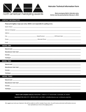 Haircolor Technical Information Form