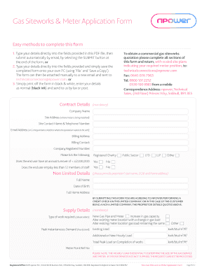 Gas Siteworks & Meter Application Form