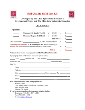 Soil Quality Test Kit Order Form
