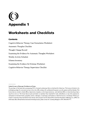 Cognitive-Behavior Therapy Worksheets