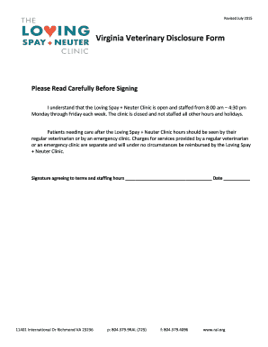 Virginia Veterinary Disclosure Form