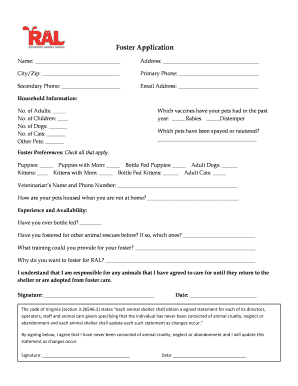 Foster Application Form