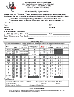 National Guard Association of Texas Membership Application