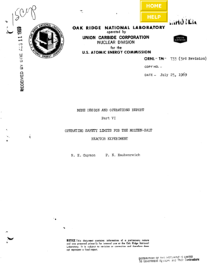 MSRE Design and Operations Report Part VI Operating Safety Limits for the Molten-Salt Reactor Experiment Disc 6 - moltensalt