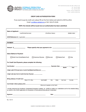 Credit Card Authorization Form