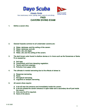 PADI Cavern Diving Exam