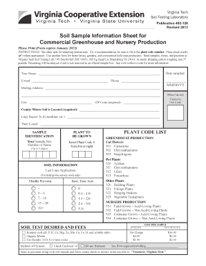 Virginia Tech Soil Sample Information Sheet