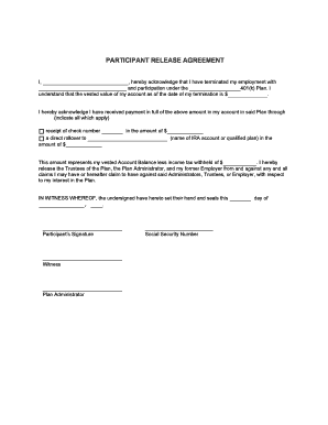 Participant Release Agreement