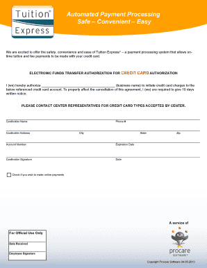 Tuition Express Credit Card Authorization Form
